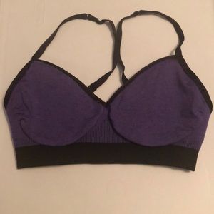 Purple and black lulu lemon sports bra